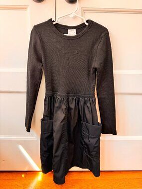 Zara kids, black longsleeve dress, size 8